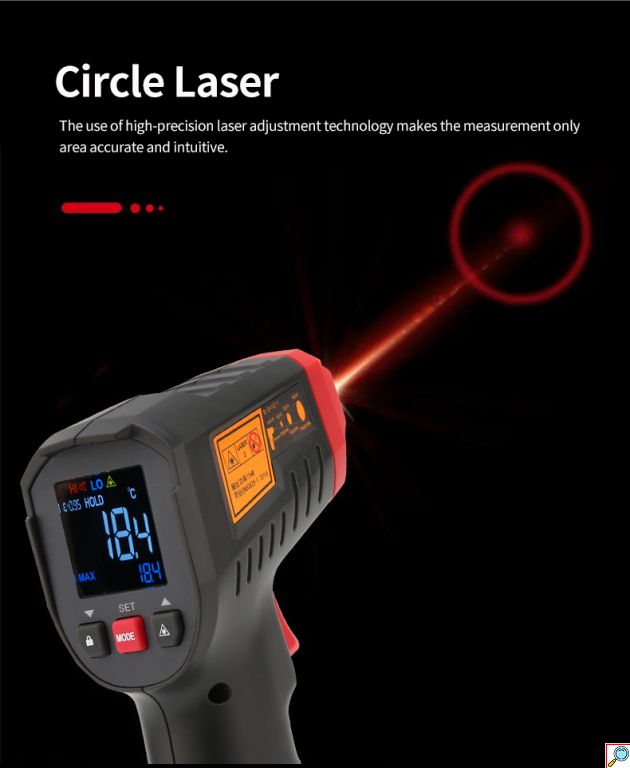 Ψηφιακό Θερμόμετρο Υπερύθρων -50℃ - 500℃ - Uni-T UT306M - Μαύρο