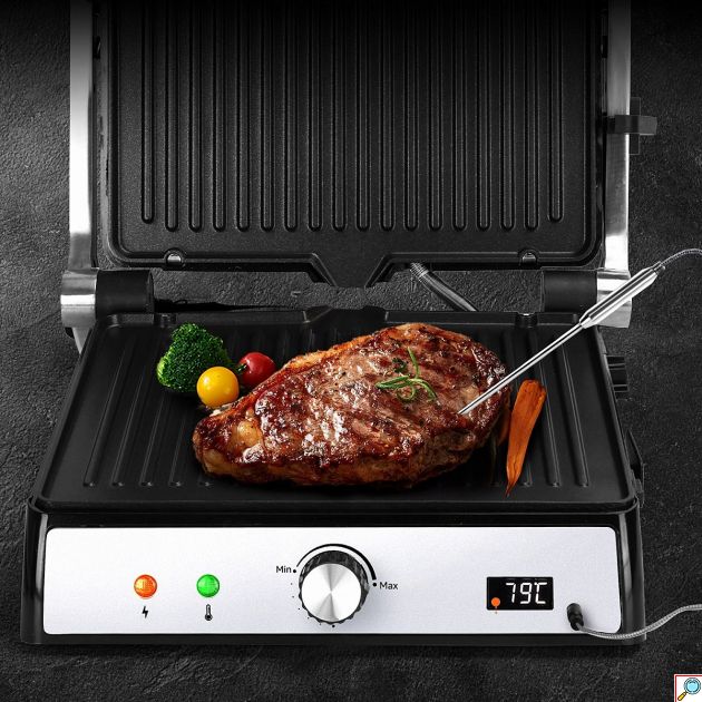 Ηλεκτρική Ψηστιέρα Aigostar Max Pro 2000W με Αισθητήρα Θερμοκρασίας και Άνοιγμα 180° για Κρέας, Λαχανικά και Panini