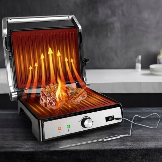 Ηλεκτρική Ψηστιέρα Aigostar Max Pro 2000W με Αισθητήρα Θερμοκρασίας και Άνοιγμα 180° για Κρέας, Λαχανικά και Panini Ηλεκτρική Ψηστιέρα Aigostar Max Pro 2000W με Αισθητήρα Θερμοκρασίας και Άνοιγμα 180° για Κρέας, Λαχανικά και Panini