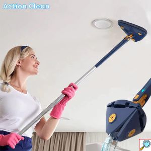 Πτυσσόμενη Τρίγωνη Σφουγγαρίστρα - Σκούπα για Πολλές Επιφάνειες με Περιστρεφόμενη Κεφαλή 360 Μοιρών