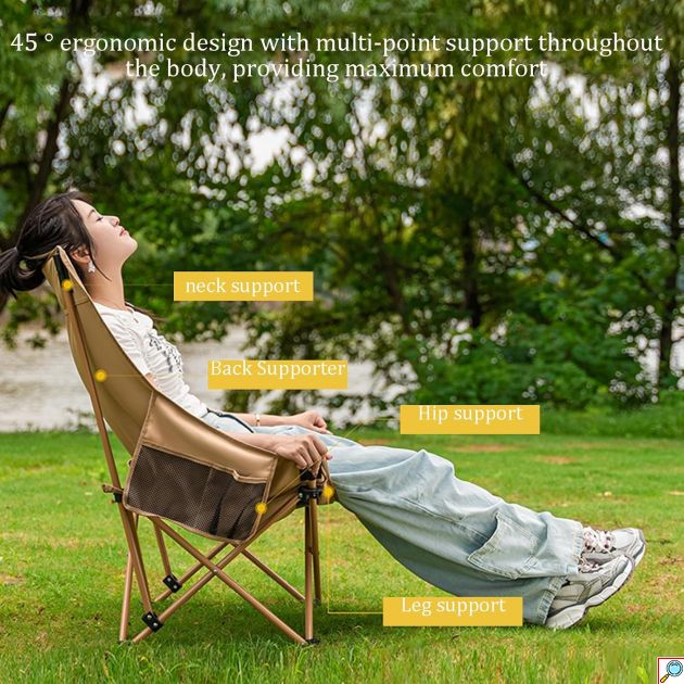 Πτυσσόμενη Καρέκλα με Πλαϊνή Θήκη & Τσάντα Μεταφοράς - 90x62x42cm