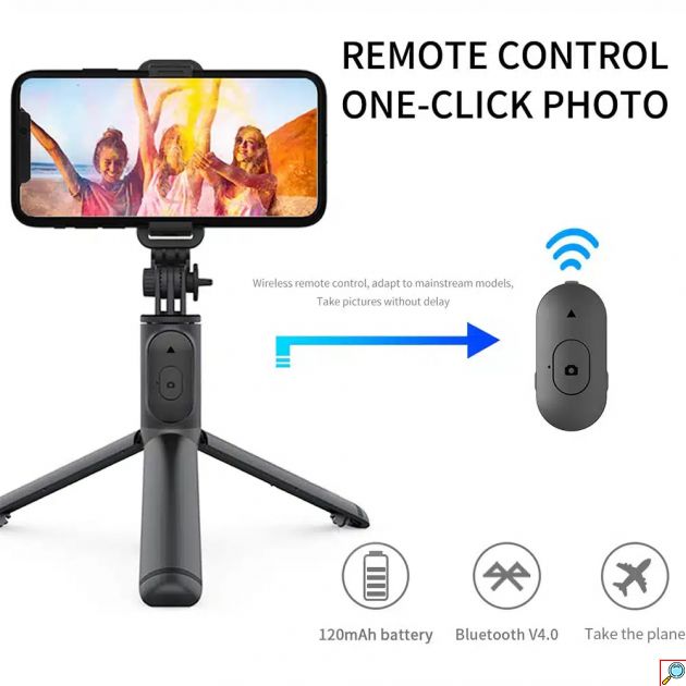 Πτυσσόμενο Selfie Stick Με Τρίποδο & Bluetooth Τηλεχειριστήριο 90cm