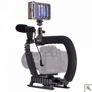 Puluz® Σταθεροποιητής Χειρός DSLR Sport Action Camera Smartphone Μικρόφωνο με Φωτισμό LED - U-Grip Gimbal & Stabilizers Vlog Set PKT3013