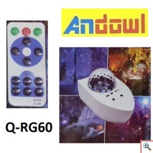 Διακοσμητικό Φωτιστικό LED Party Light Star Projector RGB Andowl Q-RG με Ηχείο και Τηλεχειριστήριο