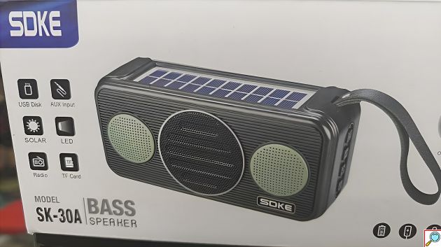 Φορητό Ραδιόφωνο - Ηλιακό Πάνελ, USB, AUX, Κάρτα TF & LED - Μαύρο Ηχείο Bass