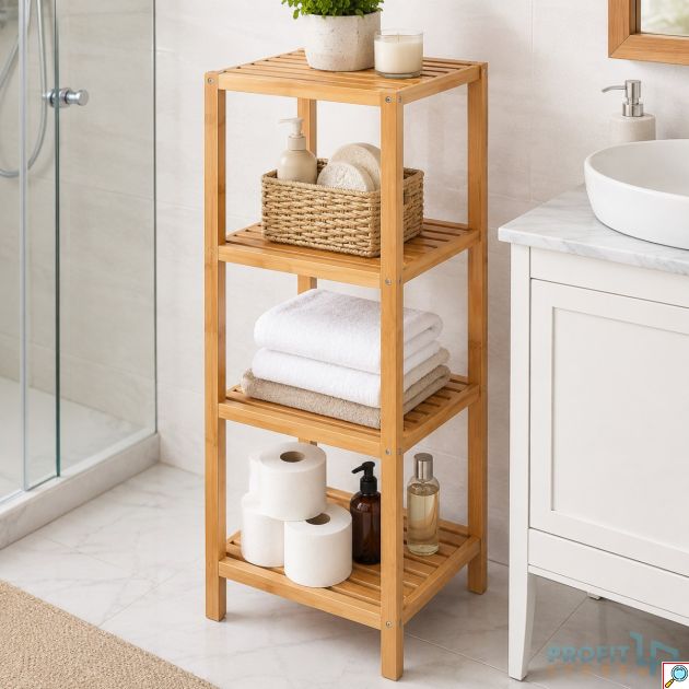 Ραφιέρα Μπάνιου Bamboo 4 Επιπέδων Kmt Style 36x33x110cm – Οργάνωση & Φυσική Αισθητική | Ανθεκτική Κατασκευή, Πολυχρηστική