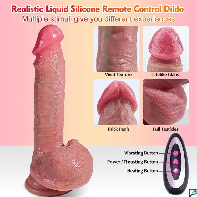 Ρεαλιστικό Dildo με Δόνηση, Θερμαινόμενη Αίσθηση, Τηλεχειριστήριο & Δράση Διείσδυσης 22cm