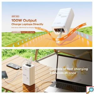 Remax Power Bank 60000mAh με Γρήγορη Φόρτιση PD100W – Λευκό