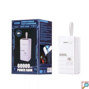 Remax Power Bank 60000mAh με Γρήγορη Φόρτιση PD100W – Λευκό