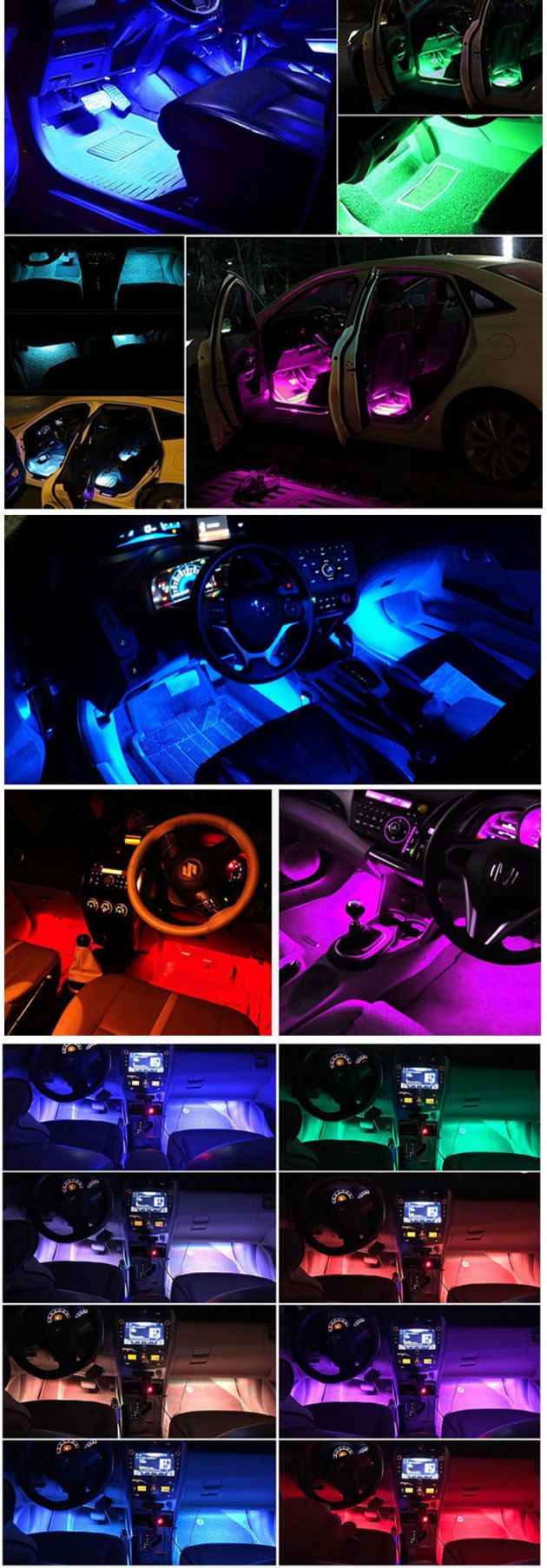 Αδιάβροχη Αυτοκόλλητη RGB Ταινία LED USB για Διακόσμηση Αυτοκινήτου, Σπιτιού - Σετ 2 τμχ