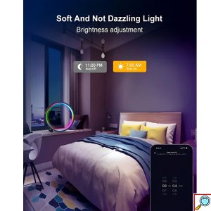 Επιτραπέζιο Διακοσμητικό Φωτιστικό LED Wifi - RGBW σε Σχήμα Δαχτυλίδι με Τηλεχειριστήριο, Ρυθμιζόμενα Χρώματα και Λειτουργία Μουσικής Tuya Μαύρο