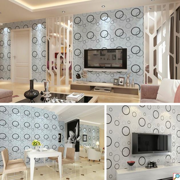 Ρολό Αυτοκόλλητη Αδιάβροχη Ταπετσαρία Τοίχου Μινιμαλ Κύκλοι 200 x 45cm