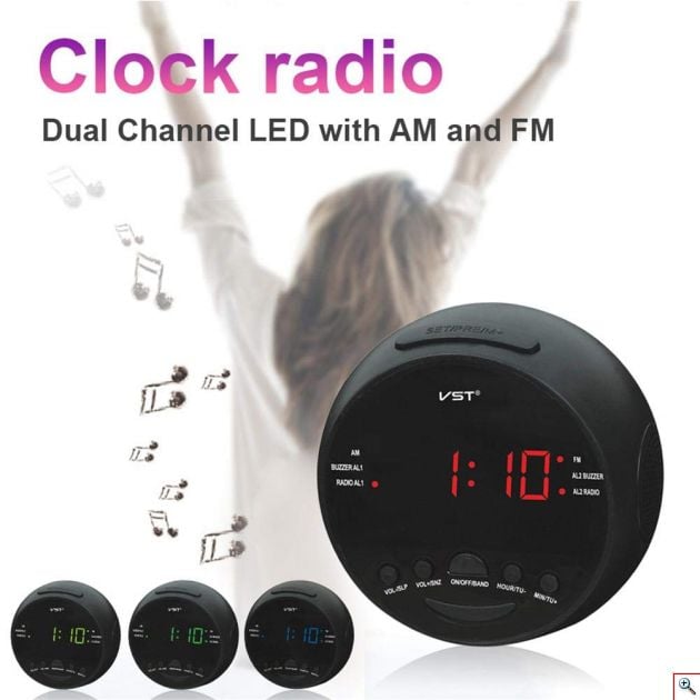 AM/FM Ραδιόφωνο Ρολόι Ξυπνητήρι LED με Μπαταρία - Clock Radio Alarm