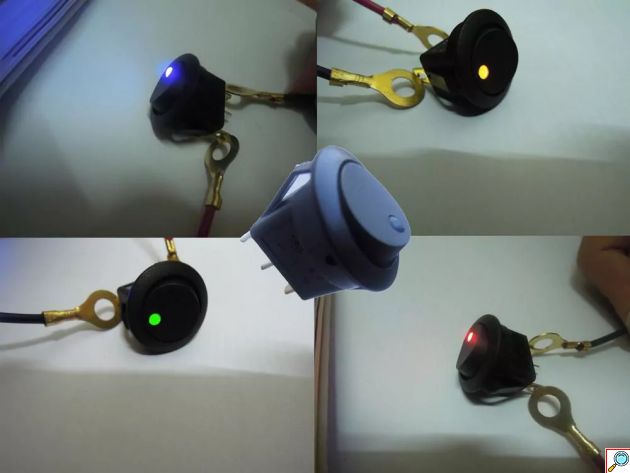 Round Rocker Διακόπτης ON / OFF Led Dot 12V Πράσινο