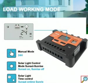 Ρυθμιστής Φόρτισης Φωτοβολταϊκών Πάνελ PMW 100A 12-24V με 2 Θύρες USB - Andowl