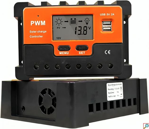 Ρυθμιστής Φόρτισης Φωτοβολταϊκών Πάνελ PMW 100A 12-24V με 2 Θύρες USB - Andowl
