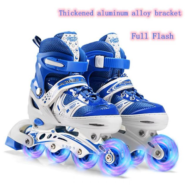 Ρυθμιζόμενα Roller Skates 4 Τροχών Παιδικά – Φωτιζόμενοι Τροχοί, Ασφάλεια & Άνεση | Μπλε