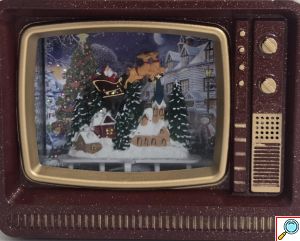 Retro Χριστουγεννιάτικη Διακοσμητική Τηλεόραση με Φωτισμό , Μουσική και Glitter-Eφέ Χιονιού Home Theory