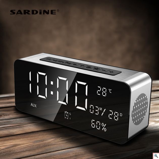 Επιτραπέζιο Ρολόι Multimedia Ηχείο Bluetooth με Ξυπνητήρι, USB/SD Player FM Radio & Handsfree Sardine A10