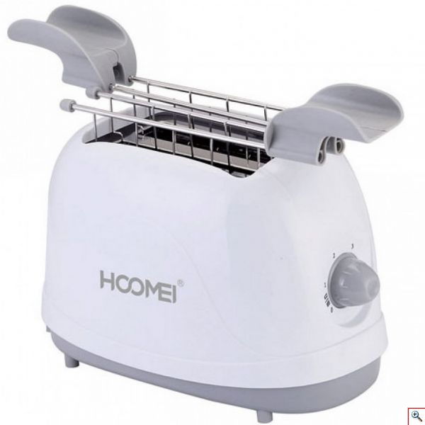 Hoomei® Ηλεκτρική Φρυγανιέρα 800W 2 Θέσεων με Αφαιρούμενο Δίσκο για Ψίχουλα Λευκή HM-5928