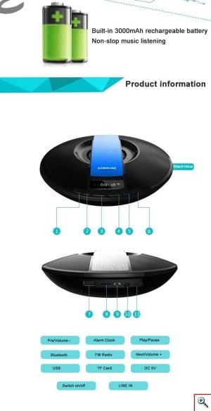 Φορητό Ηχείο Ραδιόφωνο Ξυπνητήρι Soundbox Bluetooth Sardine SDY-021