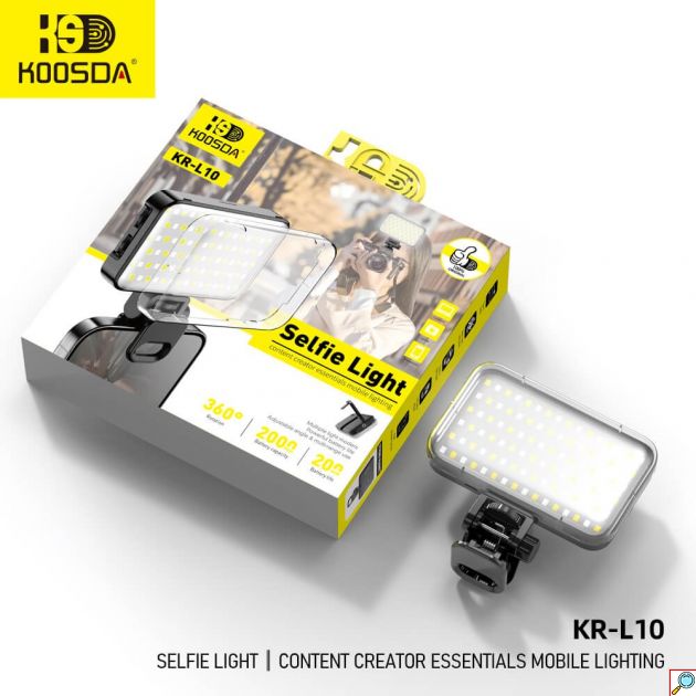 Φωτιστικό Selfie με 96 LED – Επαγγελματικός Φωτισμός 2500-9900K - Περιστροφή 360°, Μπαταρία 2000mAh, Κλιπ για Κινητό & Laptop