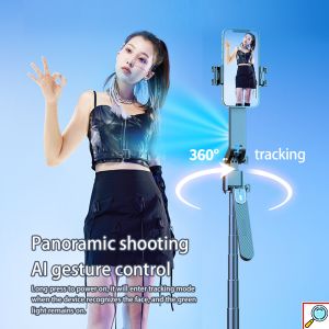 2 in 1 AI Selfie Stick & Gimbal Q185 με Αυτόματη Παρακολούθηση Προσώπου, Περιστροφή 360°, Τρίποδο & Ασύρματο Τηλεχειριστήριο