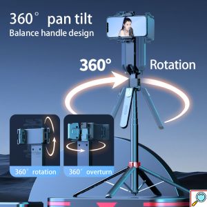 2 in 1 AI Selfie Stick & Gimbal Q185 με Αυτόματη Παρακολούθηση Προσώπου, Περιστροφή 360°, Τρίποδο & Ασύρματο Τηλεχειριστήριο