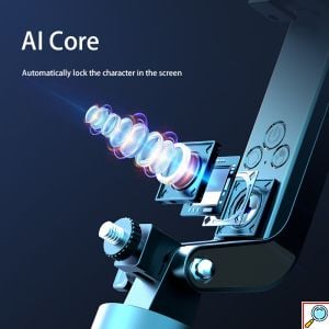 2 in 1 AI Selfie Stick & Gimbal Q185 με Αυτόματη Παρακολούθηση Προσώπου, Περιστροφή 360°, Τρίποδο & Ασύρματο Τηλεχειριστήριο
