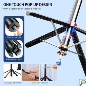 2 in 1 AI Selfie Stick & Gimbal Q185 με Αυτόματη Παρακολούθηση Προσώπου, Περιστροφή 360°, Τρίποδο & Ασύρματο Τηλεχειριστήριο