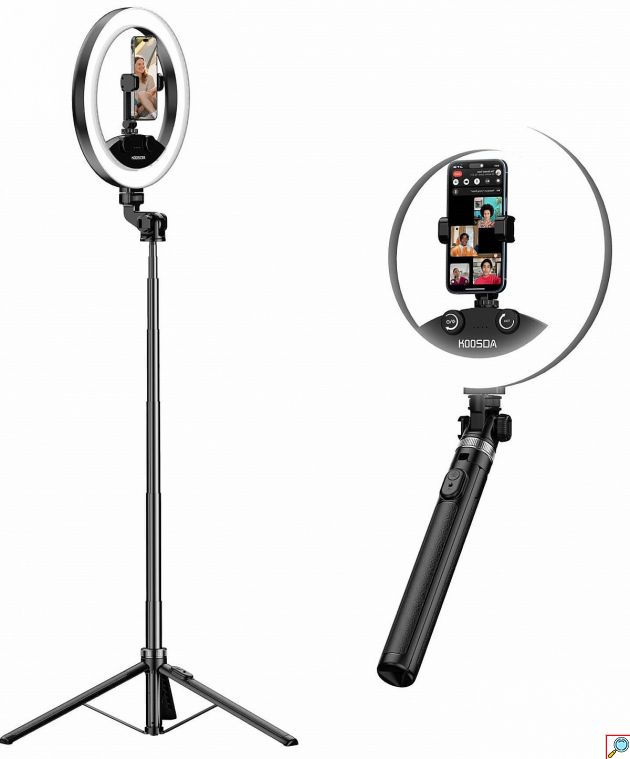 Selfie Stick Τρίποδο με Ring Light 1.75m – Επαγγελματικός Φωτισμός για Vlogging - Ασύρματο Χειριστήριο, Αλουμίνιο, 3 Τόνοι Φωτός