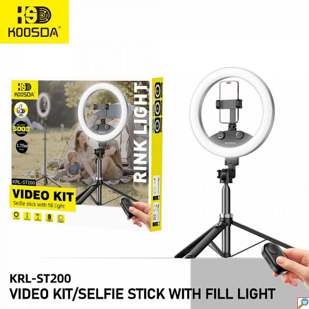 Selfie Stick Τρίποδο με Ring Light 1.75m – Επαγγελματικός Φωτισμός για Vlogging - Ασύρματο Χειριστήριο, Αλουμίνιο, 3 Τόνοι Φωτός