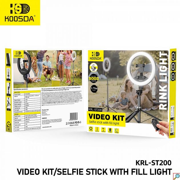 Selfie Stick Τρίποδο με Ring Light 1.75m – Επαγγελματικός Φωτισμός για Vlogging - Ασύρματο Χειριστήριο, Αλουμίνιο, 3 Τόνοι Φωτός