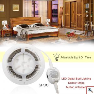 Σετ 2 Τεμαχίων Αυτοκόλλητες Ταινίες LED, 2x 120 cm, 2.8W με Αισθητήρες Κίνησης & Προγραμματισμό Χρόνου Απενεργοποίησης, 260 Lumens, OEM