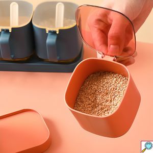 Σετ 2 Βάζα Αποθήκευσης Μπαχαρικών & Καρυκευμάτων με Καπάκι και Βάση