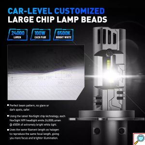 Σετ 2x Λάμπες LED Αυτοκινήτου H4 100W 24000lm 6500K Canbus - Ισχυρός Λευκός Φωτισμός - Novsight