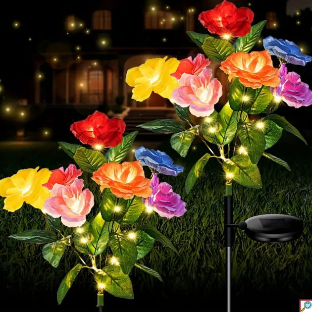 Σετ 2x LED Διακοσμητικά Τριαντάφυλλα Κήπου με Ηλιακό Πάνελ - 