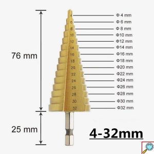 Σετ 3 Τρυπάνια Κωνικά Τιτανίου 4 - 12mm, 4 - 20mm & 4 - 32mm