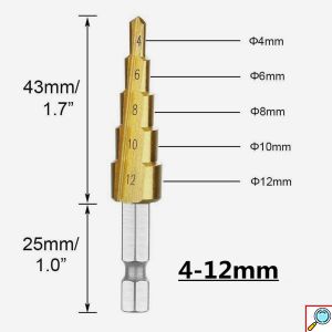 Σετ 3 Τρυπάνια Κωνικά Τιτανίου 4 - 12mm, 4 - 20mm & 4 - 32mm