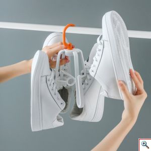Σετ 4 Κρεμάστρες Εξοικονόμησης Χώρου για Παπούτσια & Κάλτσες, Πλαστικό σε Λευκό Χρώμα, Παπουτσοθήκη 4 Θέσεων, OEM