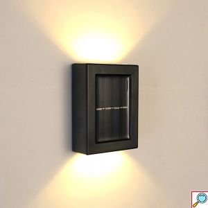 Σετ 4 τμχ Mini Επιτοίχιο Αδιάβροχο Ηλιακό Φωτιστικό LED με Φωτοκύτταρο 3000Κ με Ενσωματωμένο Ηλιακό Πάνελ
