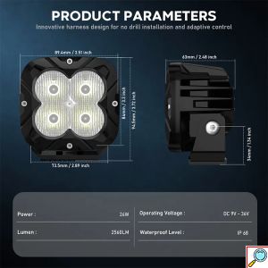 Σετ Αδιάβροχοι LED Προβολείς 3” 24W 2560LM - Βοηθητικά Φώτα Διαφόρων Οχημάτων - Novsight