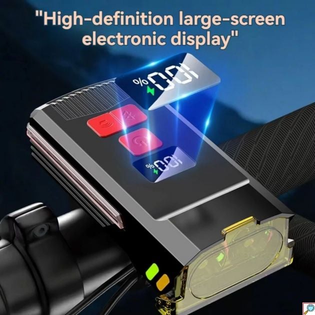 Σετ Φώτα Ποδηλάτου LED Εμπρός & Πίσω Επαναφορτιζόμενο USB-C με Κόρνα 120dB - 800 Lumens, Αδιάβροχο IPX4, Οθόνη Μπαταρίας, 4+5 Λειτουργίες