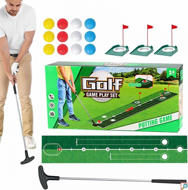 Παιδικό Σετ Golf με Τάπητα Putting 7888-46A – Εξάσκηση Ακριβείας - 3 Τρύπες, 12 Μπάλες, Εσωτερικού & Εξωτερικού Χώρου, για Παιδιά 3+