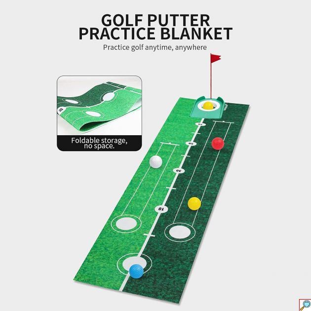 Παιδικό Σετ Golf με Τάπητα Putting 7888-46A – Εξάσκηση Ακριβείας - 3 Τρύπες, 12 Μπάλες, Εσωτερικού & Εξωτερικού Χώρου, για Παιδιά 3+