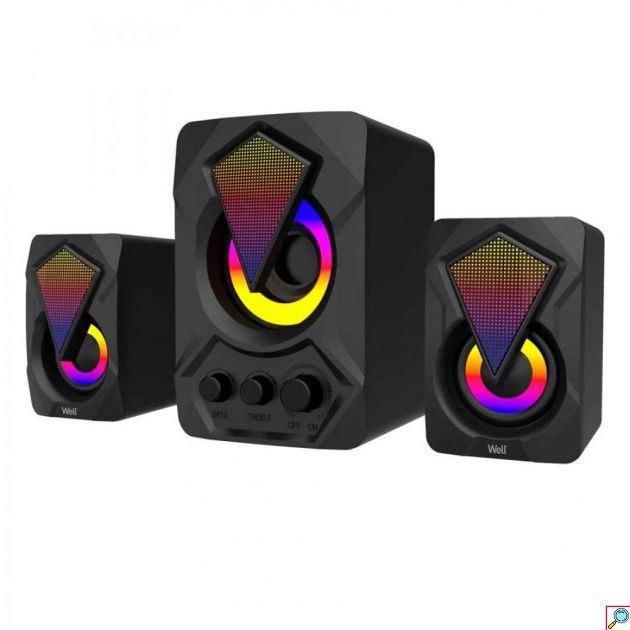Σετ Ηχείων Υπολογιστή με Subwoofer 2.1 RGB 5+3Wx2 - AERBES