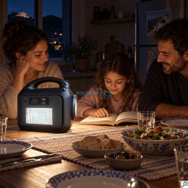 Σετ Ηλιακός Σταθμός Ενέργειας 150W με Ηλιακό Πάνελ 30W, Φορητός, Μπαταρία LiFePO4, 2 Πρίζες 220V, USB, 3 Λάμπες LED, Φακός, για Κάμπινγκ και Διακοπές Ρεύματος