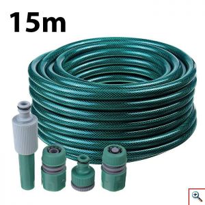 Σετ Λάστιχο Ποτίσματος Κήπου - Βεράντας 15m 1/2 με Πιστολάκι - Ψεκαστήρα Πίεσης & Συνδέσμους