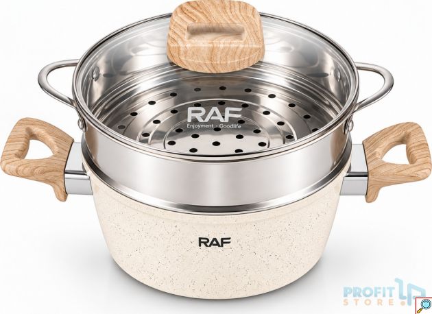 Σετ Μαγειρικών Σκευών RAF - Αλουμίνιο με Αντικολλητική Επίστρωση και Γυάλινα Καπάκια Μπεζ
