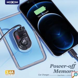FM Transmitter Αυτοκινήτου με 2 Θύρες USB και Τροφοδοσία Ρεύματος Αναπτήρα Moxom
